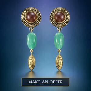 Vtg Park Lane Southern Exposure Pierced Dangle Earrings Faux Jade Amethyst NWT